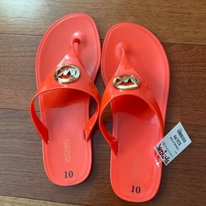 michael kors orange rubber sandals size 10